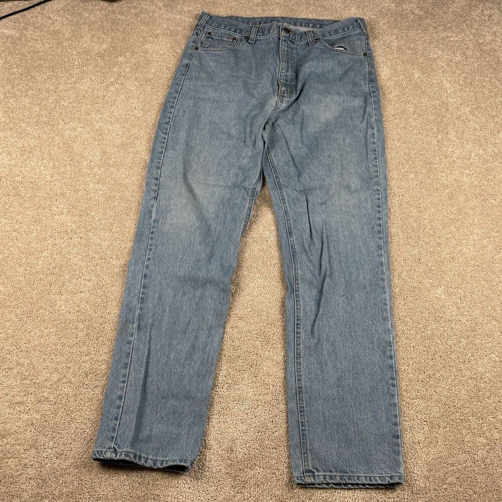 Carhartt Relaxed Fit Straight Leg Jeans Mens 34x34 Blue Denim Workwear Pants